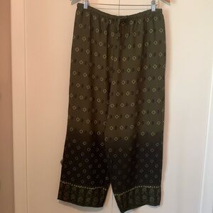 Vintage Jessica Green Floral & Patterned Stretch Tie Pants Size Petite Large